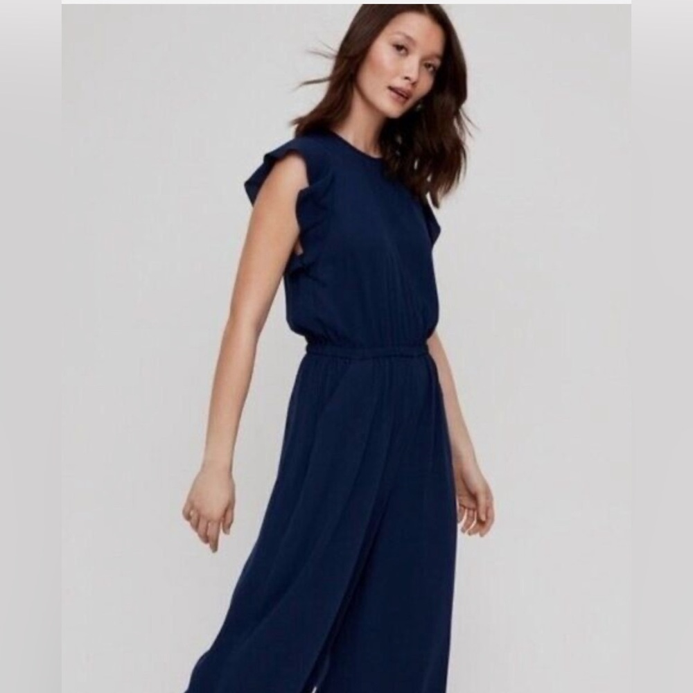 Aritzia fleurette wide leg blue jumpsuit - small